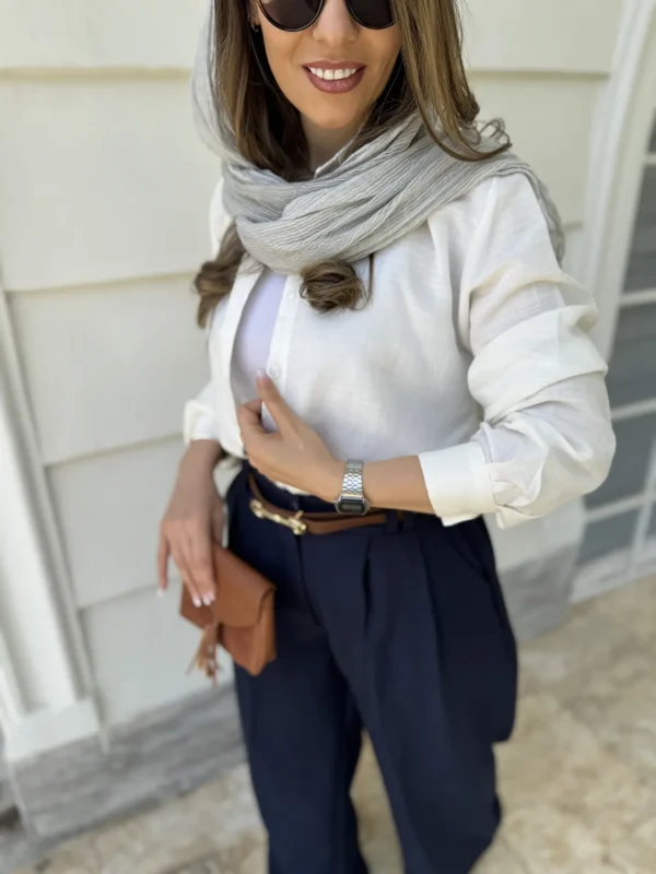 شومیز لینن و شلوار گاباردین کد SA-196 - تصویر 2
