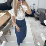 شومیز با دامن جین کد SA-401